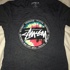 Dark grey tie dye Stussy t-shirt